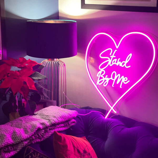 An example of a custom made LED neon wedding sign including a song lyric